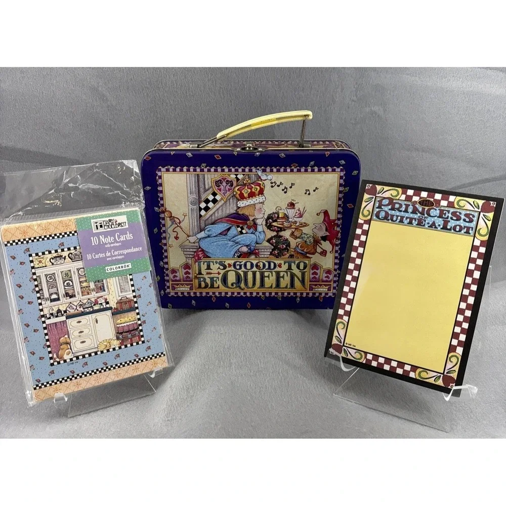 Mary Engelbreit Tin Lunchbox Stationary Notecards Magnet Notepad Vintage LOT 3
